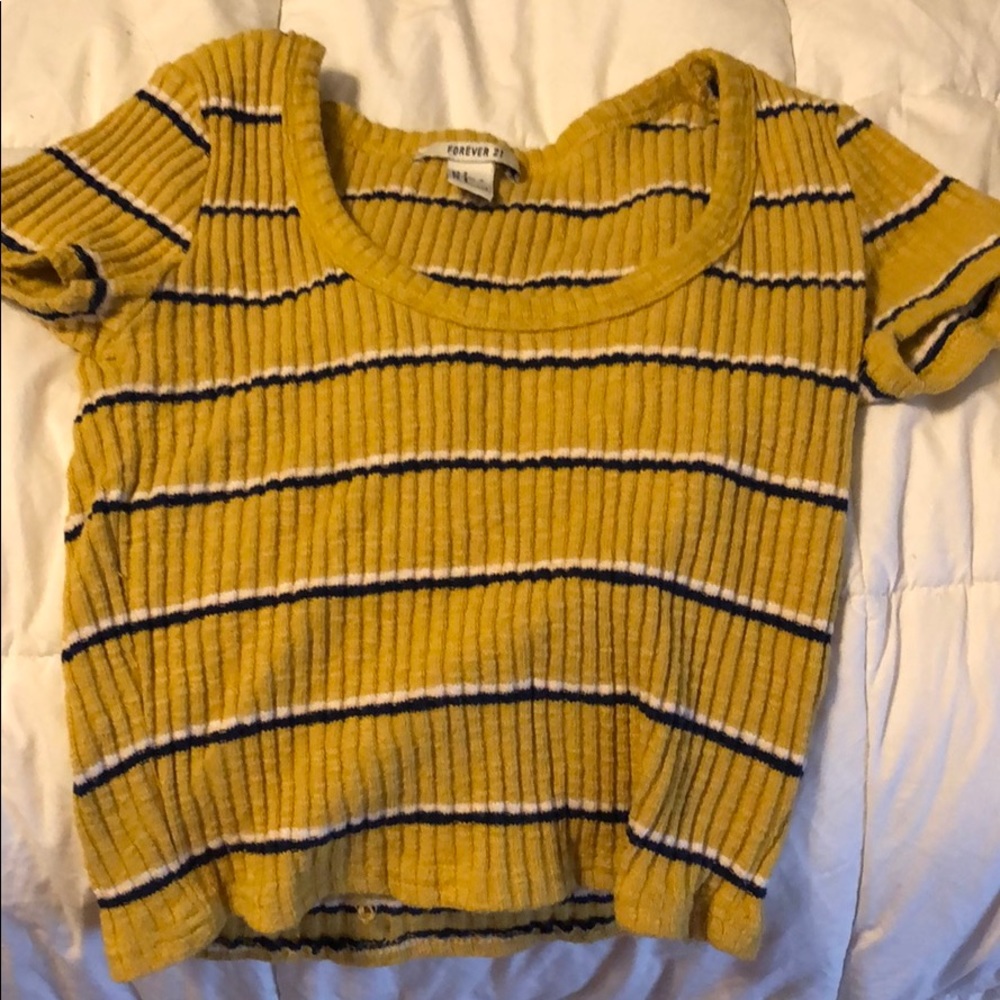 Yellow stripe crop top